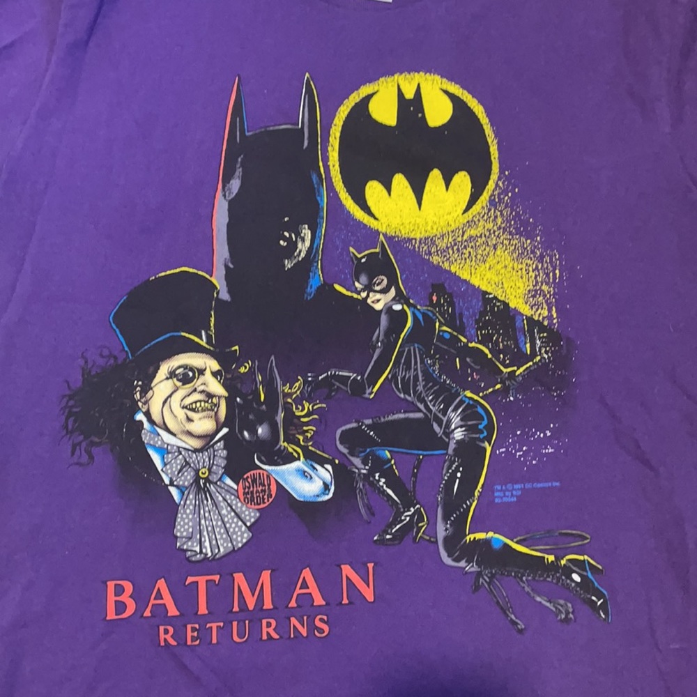 Batman Returns Catwoman Penguin Vintage T-shirt L - Picture 3 of 5